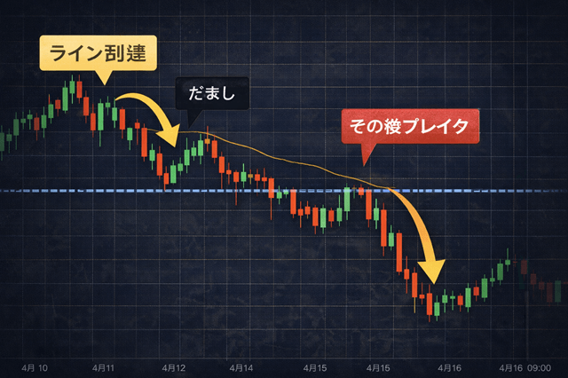 FXの反発ポイントの見つけ方5選|初心者向け判断基準と注意点 23 FXの反発ポイントでだましが起きたチャート例